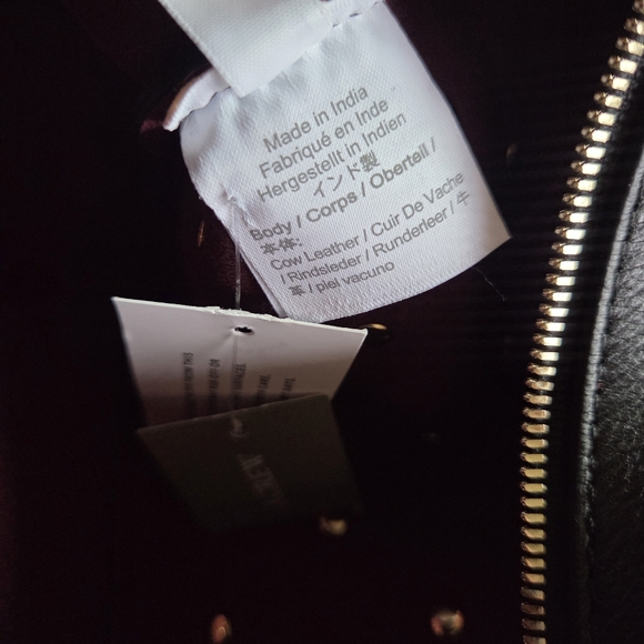 J. Crew Delphine Leather Studded Shoulder Bag Handbag Black Gold Tone Hardware - Picture 10 of 14